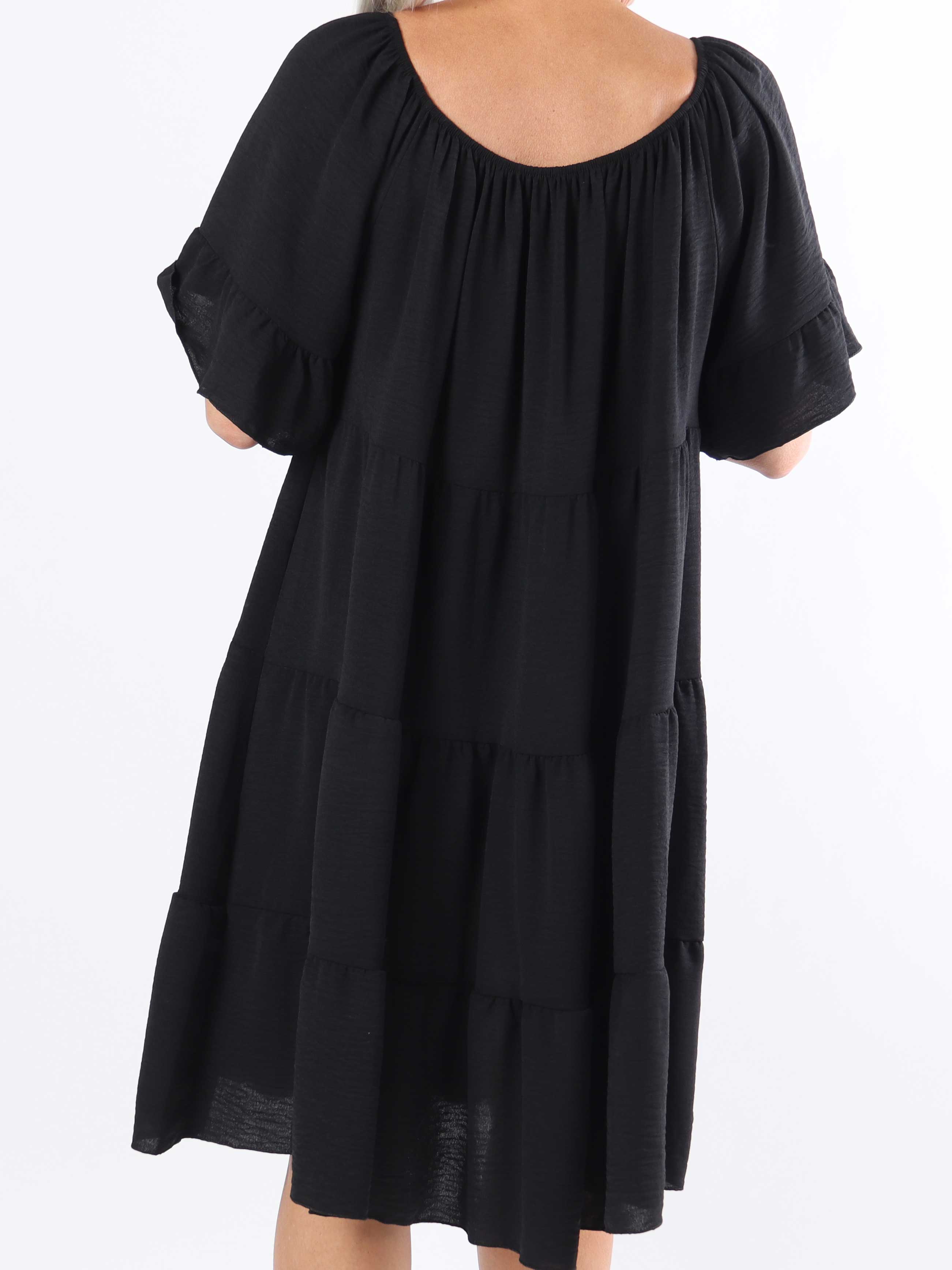 Murcia - Lag på lag plus size kjole i viskose med elastik i udskæringen